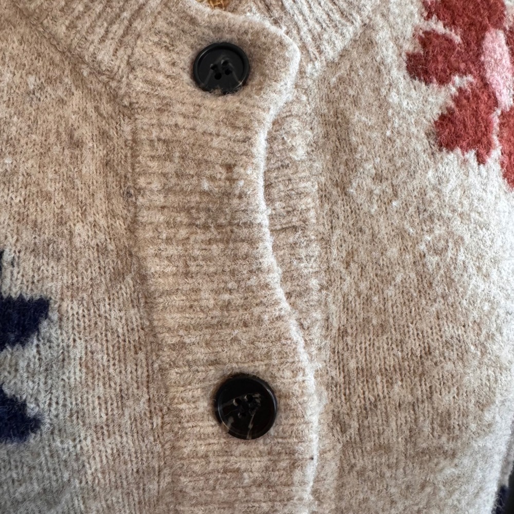 Rails Womens Floral Boho Lillie Meadow Cozy Wool Cardigan Sweater Tan Medium - Picture 5 of 9